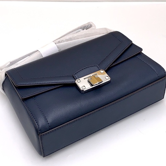 Michael Kors Kinsley Medium Flap Shoulder Bag Crossbody in NAVY COLOR - Picture 3 of 15